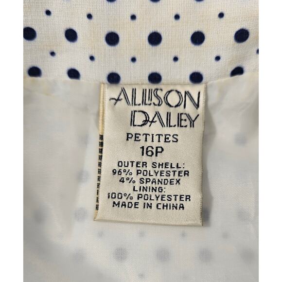 Allison daley polka dot shaket 16 PETITE 16P with pockets full zip black white # - Picture 2 of 6
